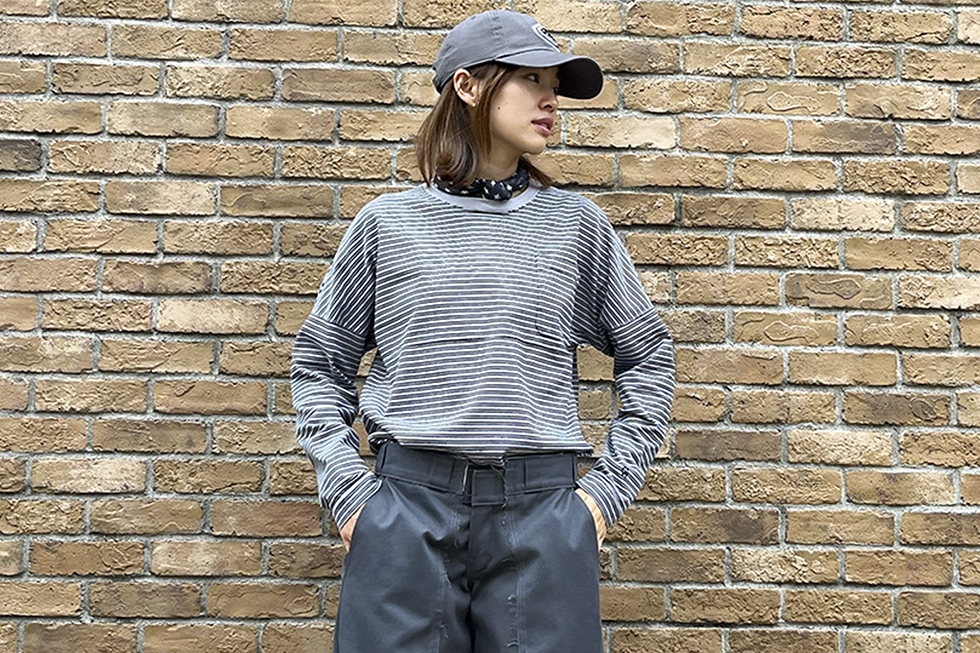 【New Arrivals】〈ORIGINAL Charcoal（オリジナル チャコール）〉W/Border G-Dye L/S Pocket T